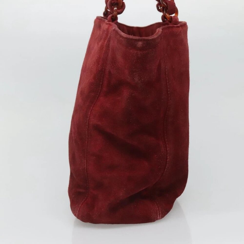 CHANEL Hand Bag Suede Red CC - Picture 6 of 15
